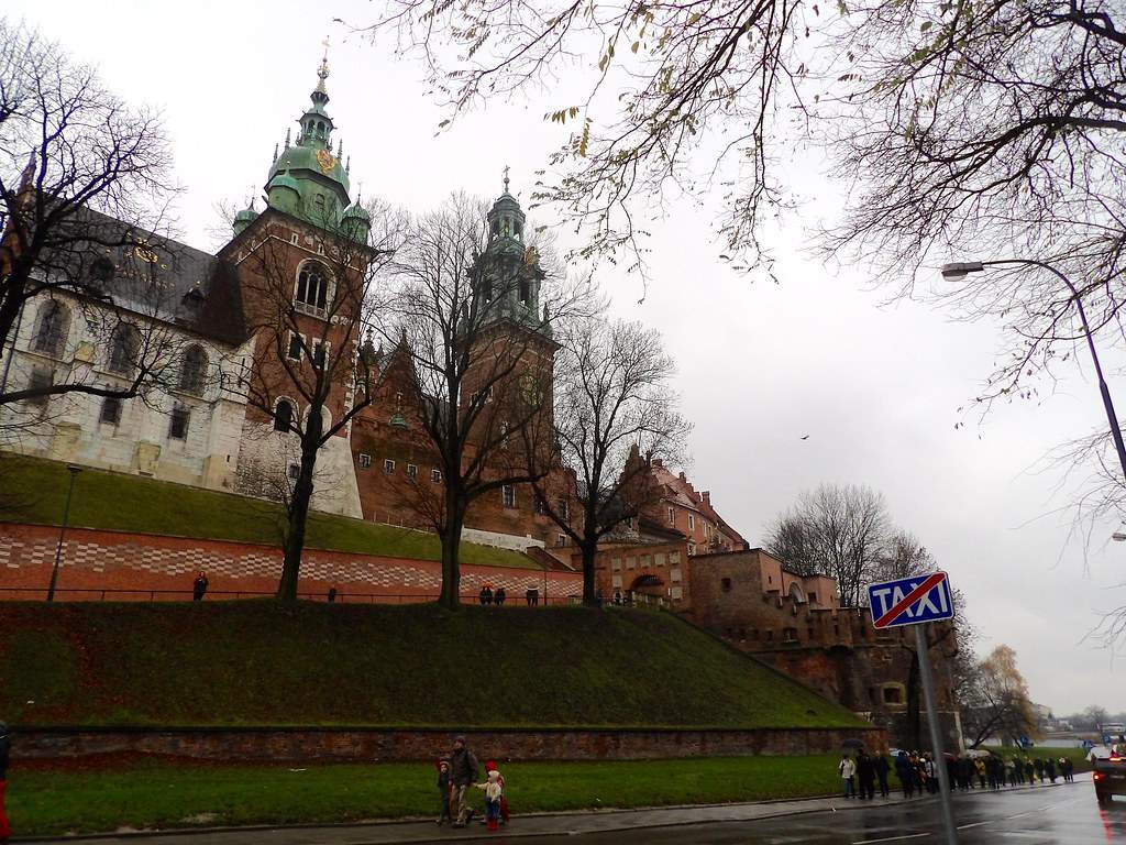 Looking up at Wawel castle in Kraków