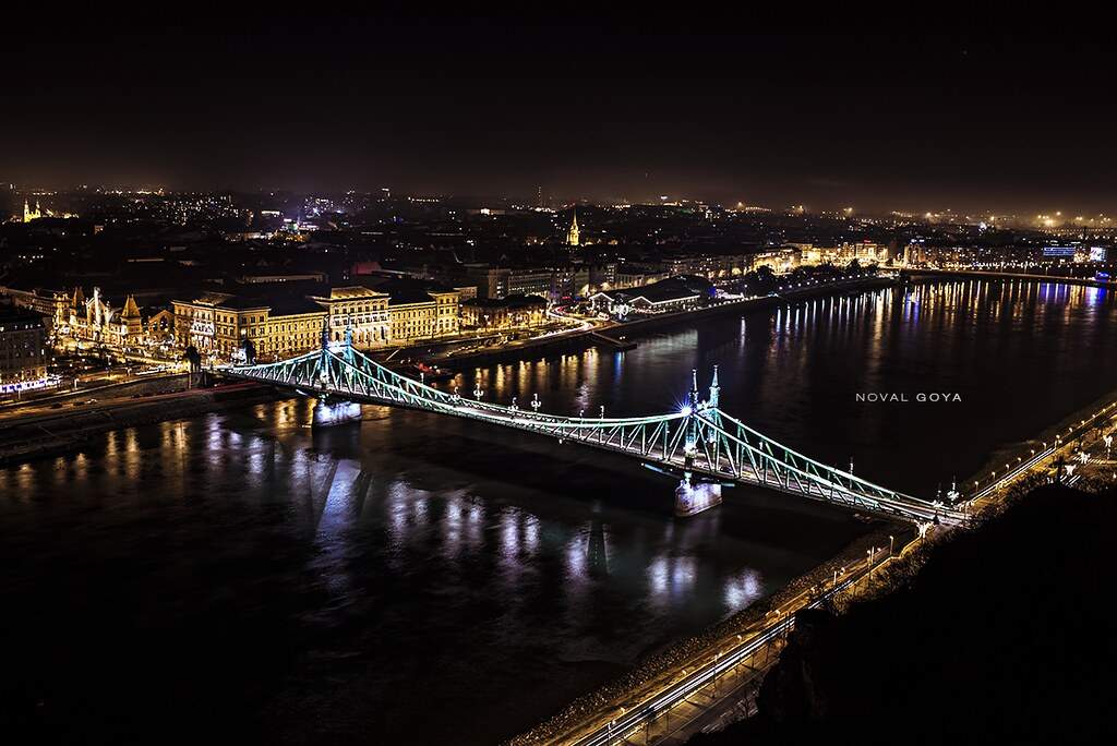 Liberty bridge, Danube, Economic University, Budapest, Hungary